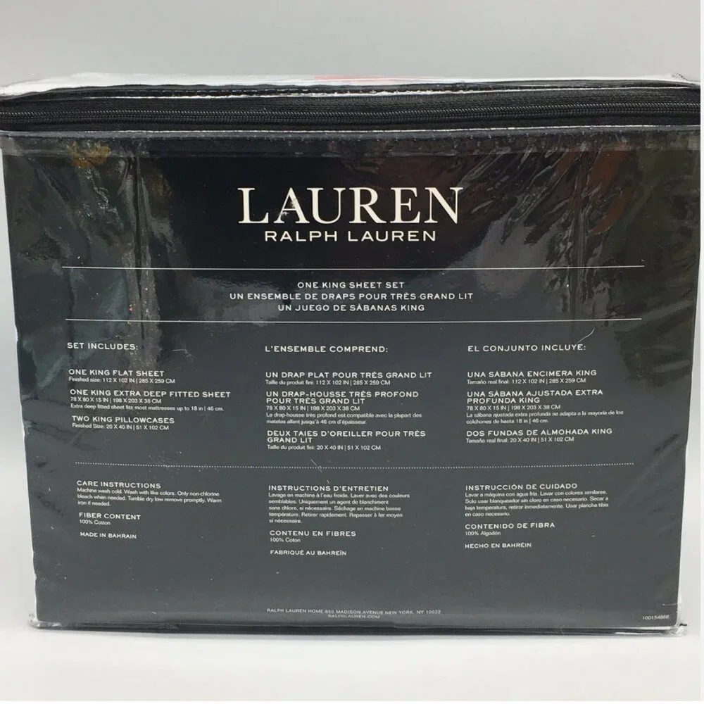 NEW 4pc Ralph Lauren Delicate Blue Gray Floral KING Sheet Set Cottage Country